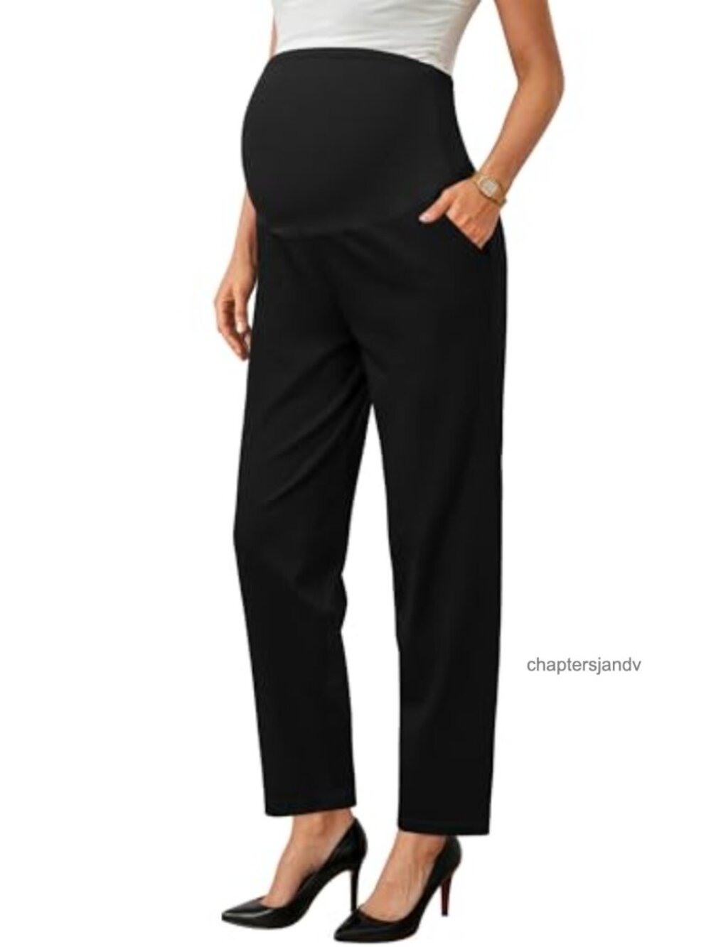 Maternity Pants Over Belly Straight Leg with Pockets